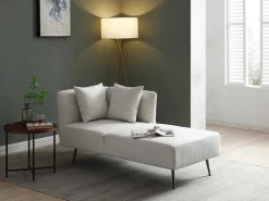 Chaise Longue Rechts Van Cremekleurige Stof Napasa-Vente-unique