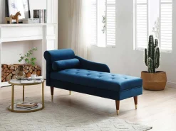 Chaise Longue Rechts Van Blauwgroen Velours Umari-Vente-unique Sale