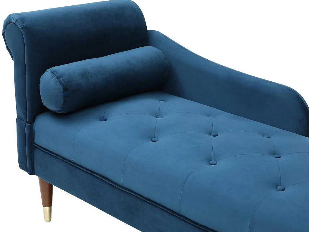 Chaise Longue Rechts Van Blauwgroen Velours Umari-Vente-unique Sale