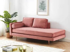 Chaise Longue Van Stof Kahel- Hoek Rechts - Oud Roze-Vente-unique Online