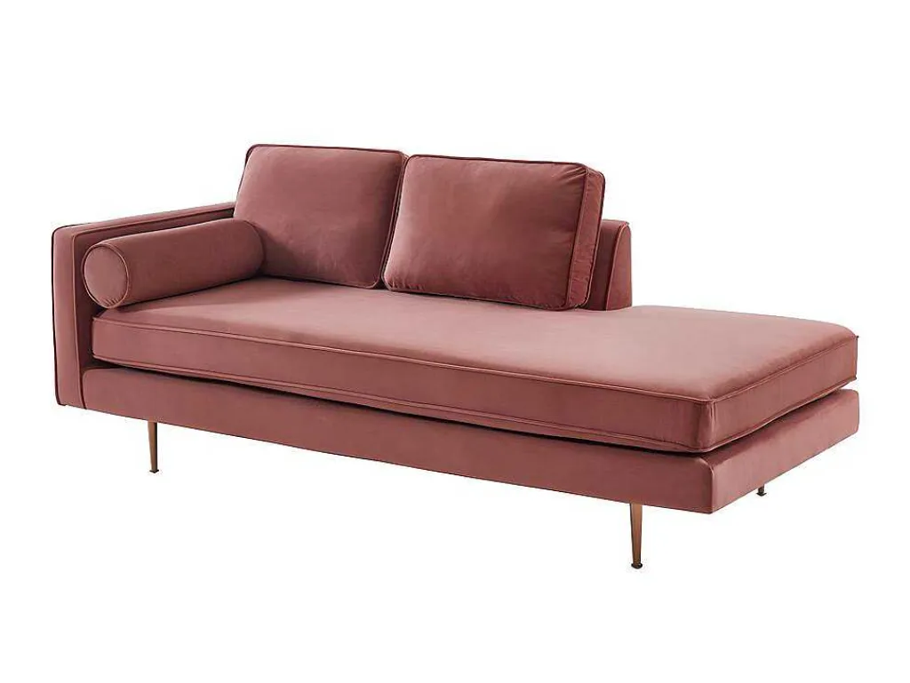 Chaise Longue Van Stof Kahel- Hoek Rechts - Oud Roze-Vente-unique Online