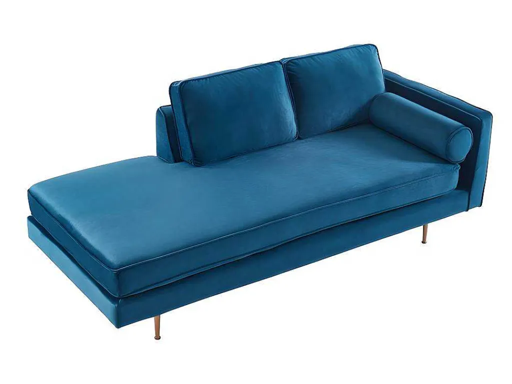 Chaise Longue Van Stof Kahel - Hoek Links - Eendblauw-Vente-unique Sale