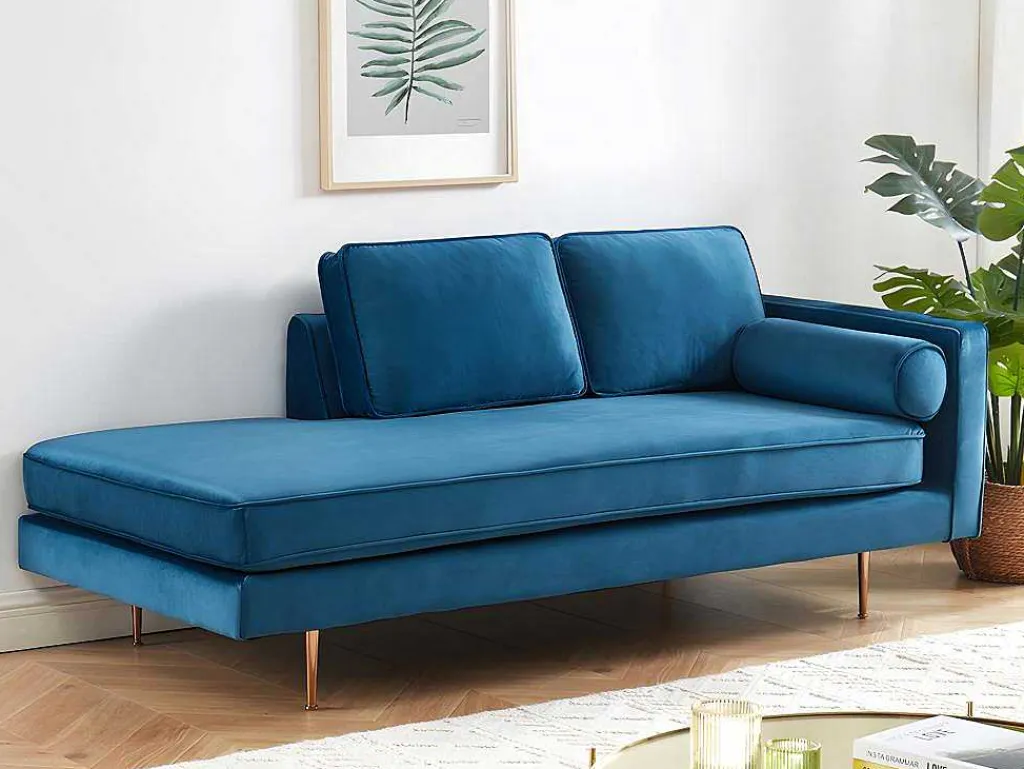 Chaise Longue Van Stof Kahel - Hoek Links - Eendblauw-Vente-unique Sale