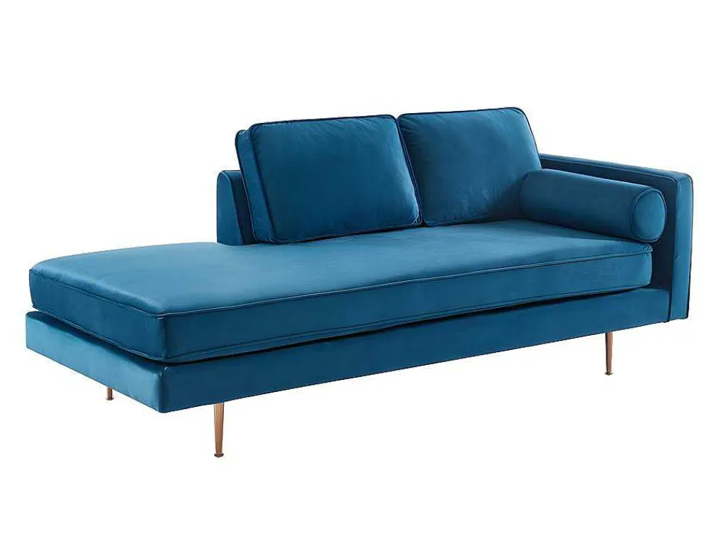 Chaise Longue Van Stof Kahel - Hoek Links - Eendblauw-Vente-unique Sale