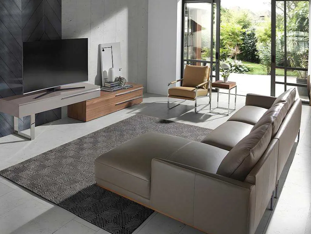 Chaiselongue Bank (R) In Leer En Verdonkerd Staal 6154-Angel Cerda New