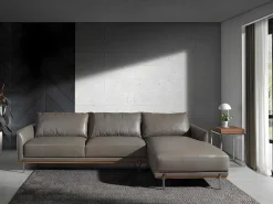 Chaiselongue Bank (R) In Leer En Verdonkerd Staal 6154-Angel Cerda New