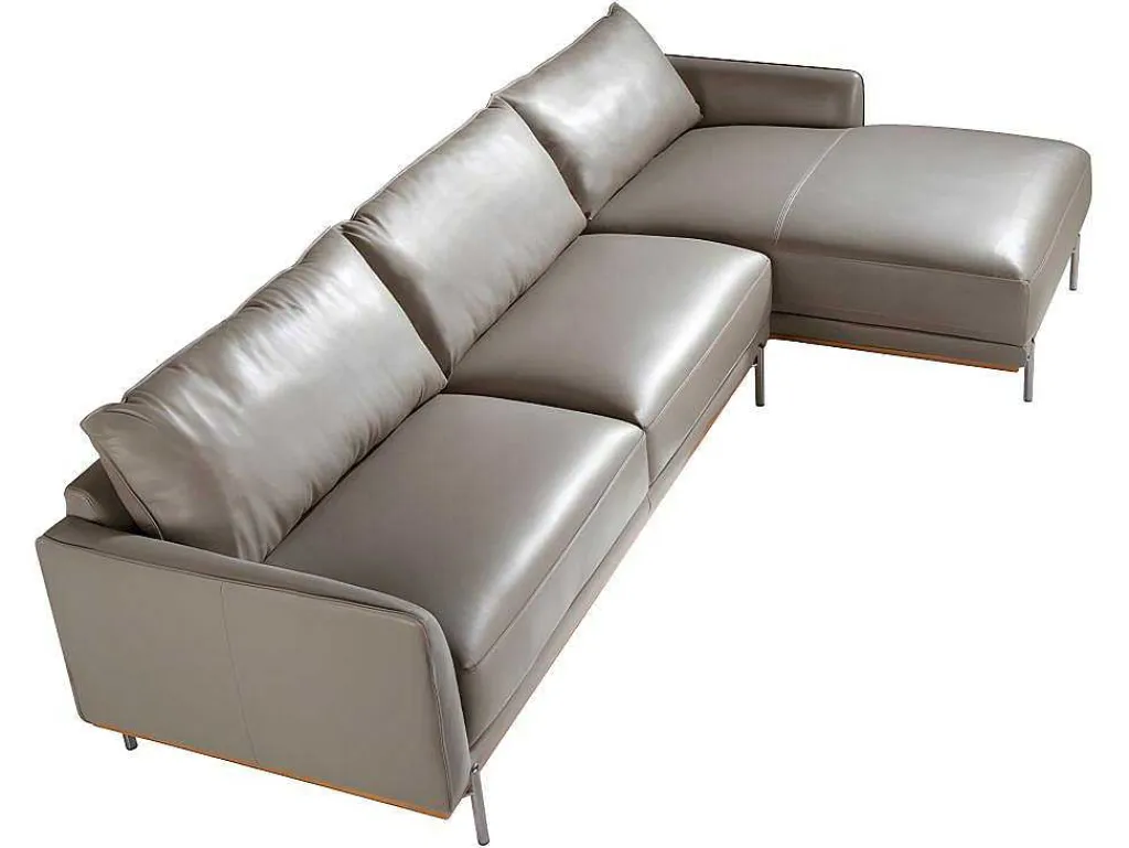 Chaiselongue Bank (R) In Leer En Verdonkerd Staal 6154-Angel Cerda New