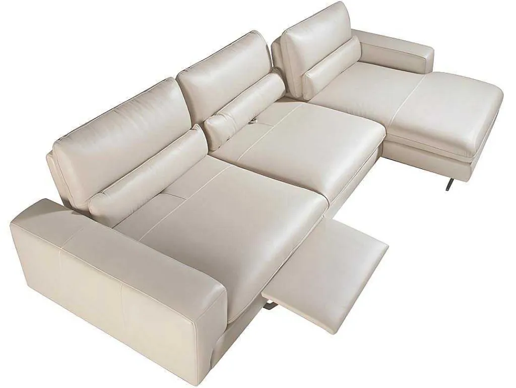 Chaiselongue Sofa (R) In Leer En Mat Staal 6152-Angel Cerda Best