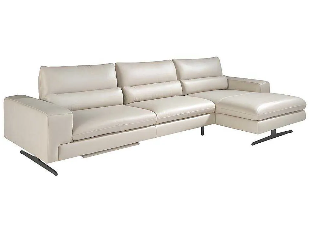 Chaiselongue Sofa (R) In Leer En Mat Staal 6152-Angel Cerda Best