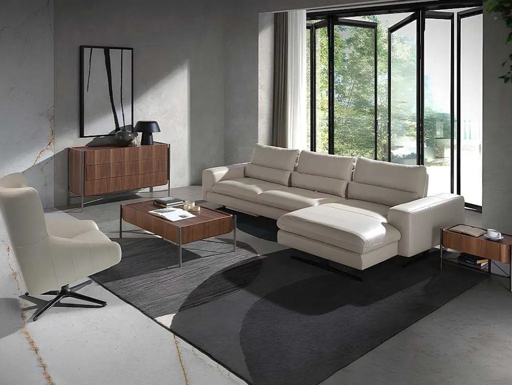 Chaiselongue Sofa (R) In Leer En Mat Staal 6152-Angel Cerda Best