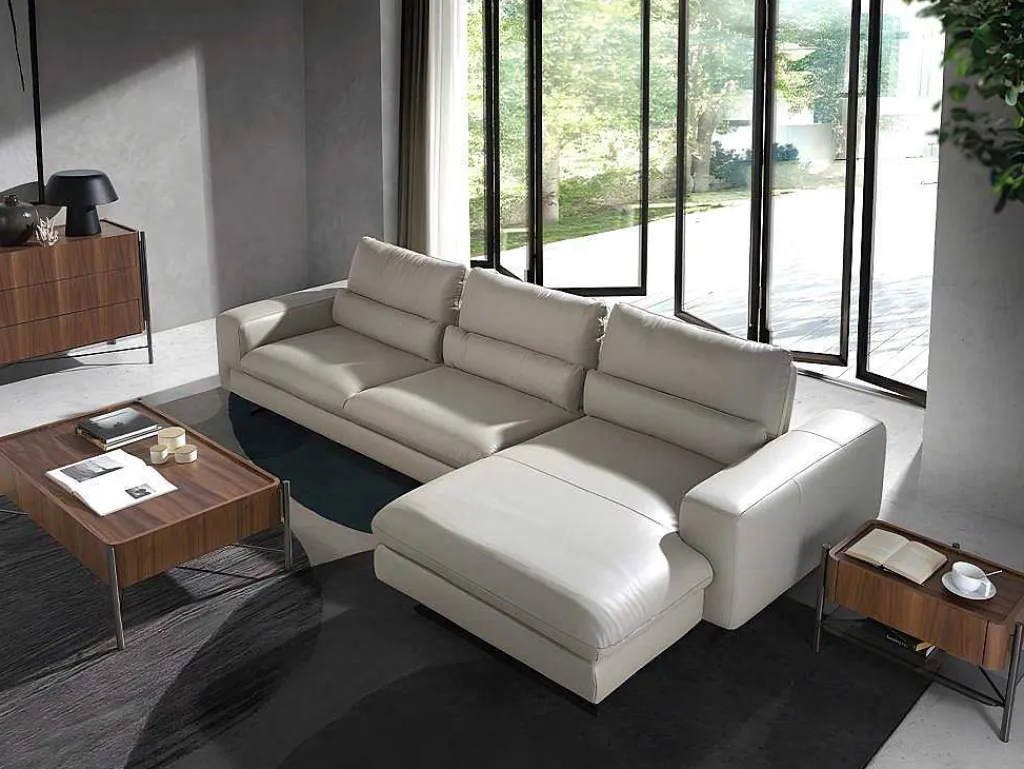 Chaiselongue Sofa (R) In Leer En Mat Staal 6152-Angel Cerda Best