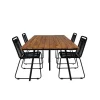 Chan Tuinmeubelset Tafel 100X200Cm En 4 Stoel Stapel Lindos Zwart, Naturel.-Vente-unique New
