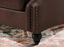 Chesterfield Fauteuil Aquitaine Van Microvezel Effect Lived-In Leer - Bruin-Vente-unique Hot
