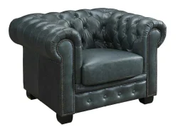 Chesterfield Fauteuil Brenton 100% Buffelleer - Spaans Groen-LINEA SOFA Outlet