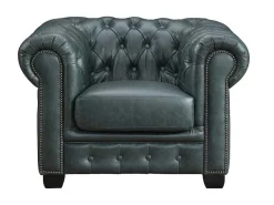 Chesterfield Fauteuil Brenton 100% Buffelleer - Spaans Groen-LINEA SOFA Outlet