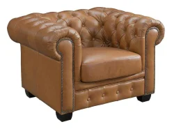 Chesterfield Fauteuil Brenton 100% Buffelleer - Vintage Caramel-LINEA SOFA Outlet