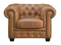Chesterfield Fauteuil Brenton 100% Buffelleer - Vintage Caramel-LINEA SOFA Outlet