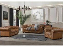 Chesterfield Fauteuil Brenton 100% Buffelleer - Vintage Caramel-LINEA SOFA Outlet