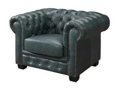 Chesterfield Zitbank 3 + 2 + 1 Plaatsen Brenton 100% Buffelleer - Spaans Groen-LINEA SOFA Clearance