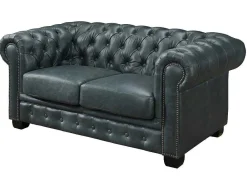 Chesterfield Zitbank 3 + 2 Plaatsen Brenton 100% Buffelleer - Spaans Groen-LINEA SOFA Clearance