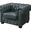 Chesterfield Zitbank 3 + 1 Plaatsen Brenton 100% Buffelleer - Spaans Groen-LINEA SOFA Outlet