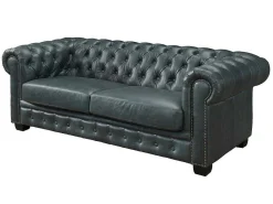 Chesterfield Zitbank 3 + 1 Plaatsen Brenton 100% Buffelleer - Spaans Groen-LINEA SOFA Outlet