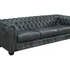 Chesterfield Zitbank 4 Plaatsen Brenton 100% Buffelleer - Spaans Groen-LINEA SOFA Outlet
