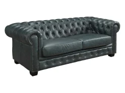 Chesterfield 3-Zitsbank Brenton 100% Buffelleer - Spaans Groen-LINEA SOFA Outlet