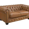 Chesterfield 2-Zitsbank Brenton 100% Buffelleer - Vintage Caramel-LINEA SOFA Best