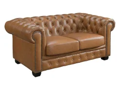 Chesterfield 2-Zitsbank Brenton 100% Buffelleer - Vintage Caramel-LINEA SOFA Best