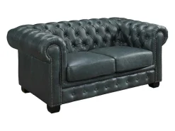 Chesterfield 2-Zitsbank Brenton 100% Buffelleer - Spaans Groen-LINEA SOFA Sale