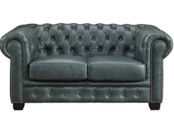Chesterfield 2-Zitsbank Brenton 100% Buffelleer - Spaans Groen-LINEA SOFA Sale