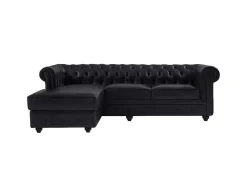 Chesterfield-Hoekbank Met Hoek Links Van Zwart Leer Toledo-Vente-unique Online