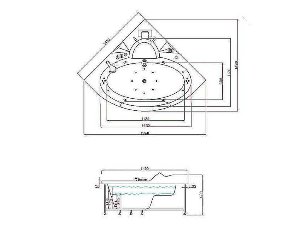 Chrotherapie Hydromassagebad 140 X 140 Cm Dubbele Pomp 20 Jets Camelia-ELITESHOPPING Hot