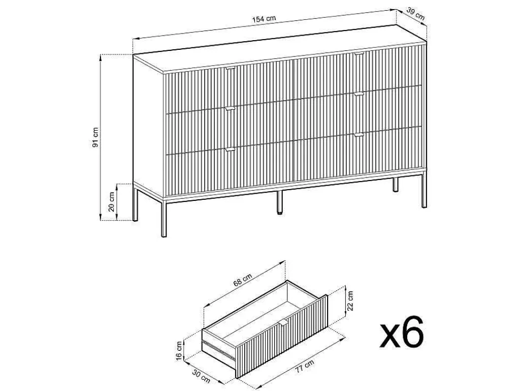Commode Met 6 Lades - Grijs - Liouba - Van-PASCAL MORABITO Outlet