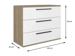 Commodes 3 Lades - Kleur: Naturel En Wit - Najeli-Vente-unique Clearance