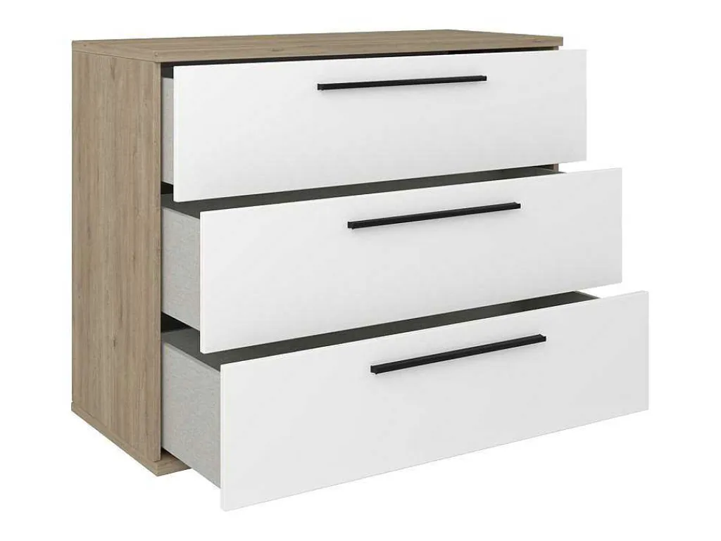 Commodes 3 Lades - Kleur: Naturel En Wit - Najeli-Vente-unique Clearance
