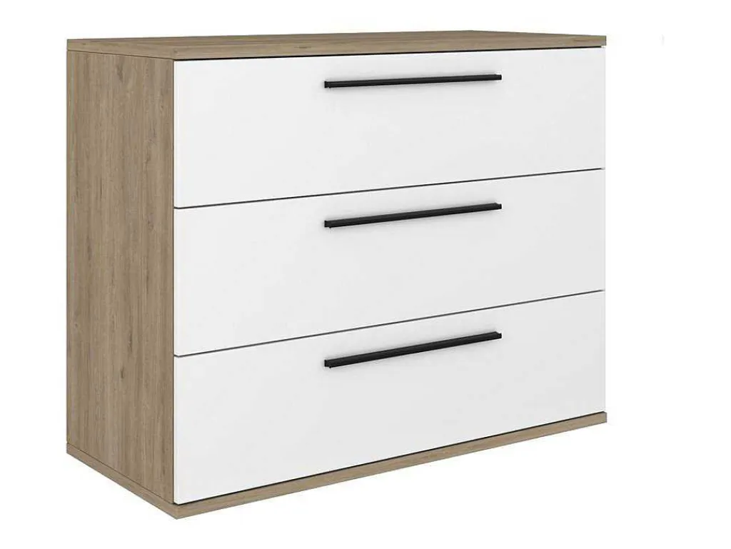 Commodes 3 Lades - Kleur: Naturel En Wit - Najeli-Vente-unique Clearance