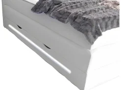 Complete Boxspring Met Hoofdeinde Met Leds, Bedbodem Met Opbergruimte, Matras En Dekmatras - Wit - Kunstleer - 160 X 200 Cm - Keros Van-DREAMEA Online