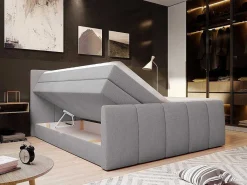 Complete Set Boxspring Met Verstelbaar Hoofdeinde + Bedbodem-Kist + Matras + Dekmatras Verone - Lichtgrijs - 160X200 Cm-Palacio Discount