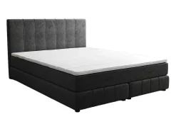 Complete Set Met Boxspring En Hoofdbord + Bedbodem + Matras + Topmatras - 160 X 200 Cm - Fluweel - Donkergrijs - Hida Van Ysmee-Ysmée Clearance