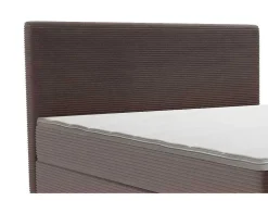 Complete Set Met Boxspring En Hoofdbord + Bedbodem + Matras + Topmatras - 160 X 200 Cm - Ribfluweel - Bruin - Nara Van Ysmee-Ysmée Sale