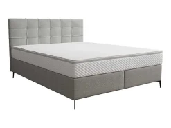 Complete Set Met Boxspring En Gecapitonneerd Hoofdbord + Bedbodem + Matras + Topmatras - 180 X 200 Cm - Stof - Lichtgrijs - Inao Van Ysmee-Ysmée Best