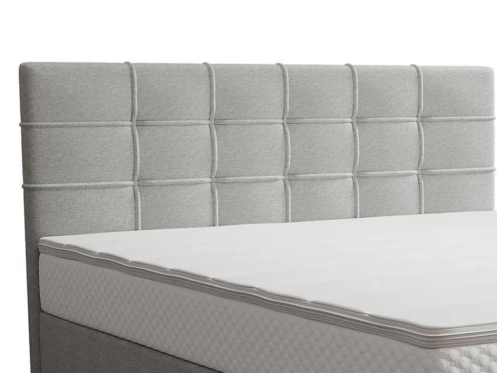 Complete Set Met Boxspring En Gecapitonneerd Hoofdbord + Bedbodem + Matras + Topmatras - 180 X 200 Cm - Stof - Lichtgrijs - Inao Van Ysmee-Ysmée Best
