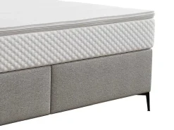 Complete Set Met Boxspring En Gecapitonneerd Hoofdbord + Bedbodem + Matras + Topmatras - 180 X 200 Cm - Stof - Lichtgrijs - Inao Van Ysmee-Ysmée Best