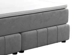 Complete Set Met Boxspring En Hoofdbord + Bedbodem + Matras + Topmatras - 160 X 200 Cm - Fluweel - Lichtgrijs - Hida Van Ysmee-Ysmée Best