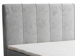 Complete Set Met Boxspring En Hoofdbord + Bedbodem + Matras + Topmatras - 160 X 200 Cm - Fluweel - Lichtgrijs - Hida Van Ysmee-Ysmée Best