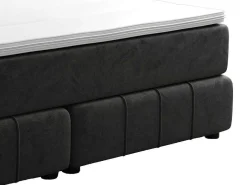 Complete Set Met Boxspring En Hoofdbord + Bedbodem + Matras + Topmatras - 180 X 200 Cm - Fluweel - Donkergrijs - Hida Van Ysmee-Ysmée Outlet