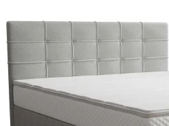 Complete Set Met Boxspring En Gecapitonneerd Hoofdbord + Bedbodem + Matras + Topmatras - 160 X 200 Cm - Stof - Lichtgrijs - Inao Van Ysmee-Ysmée Online