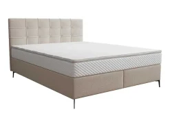 Complete Set Met Boxspring En Gecapitonneerd Hoofdbord + Bedbodem + Matras + Topmatras - 180 X 200 Cm - Stof - Beige - Inao Van Ysmee-Ysmée Online